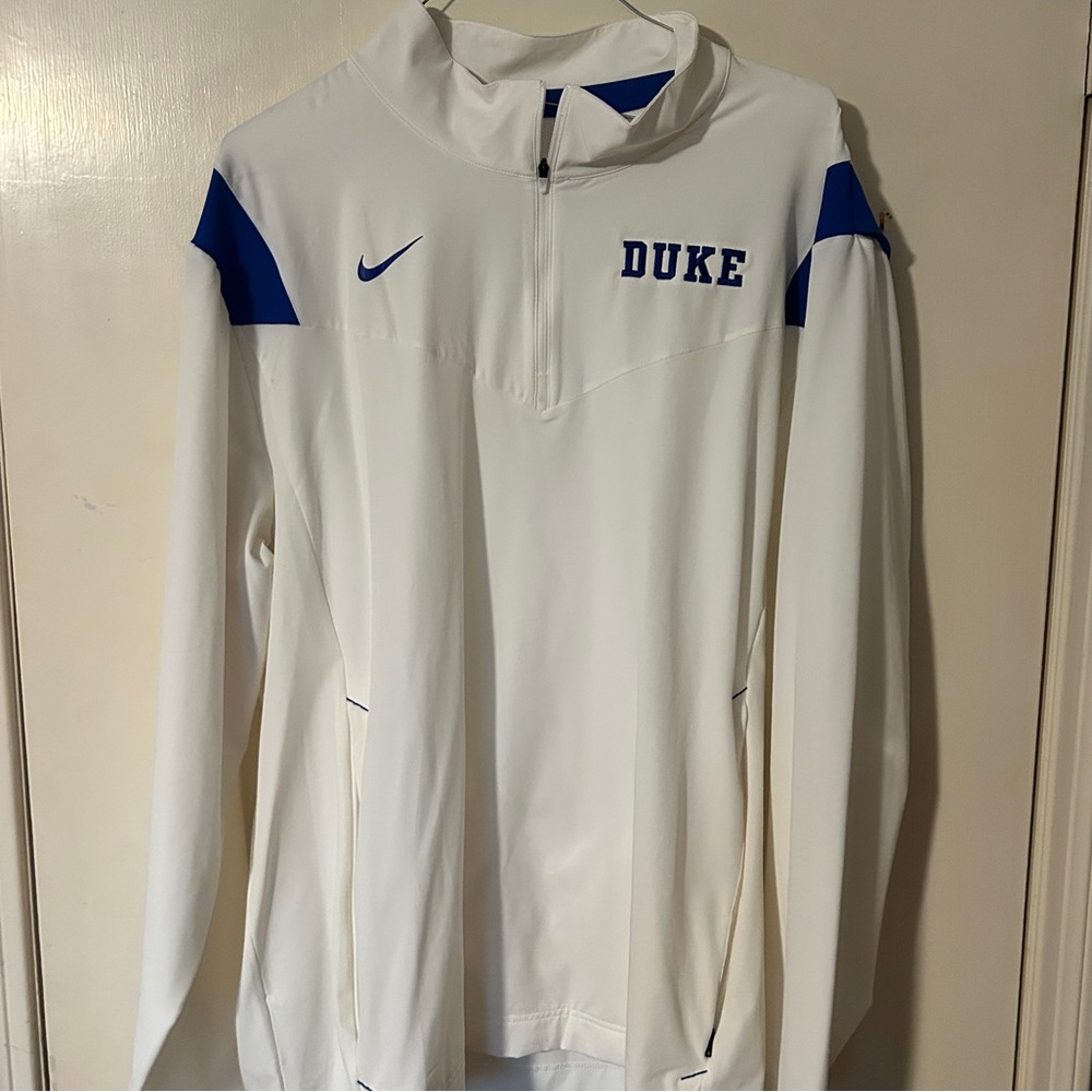 Nike White and Blue Duke Pullover